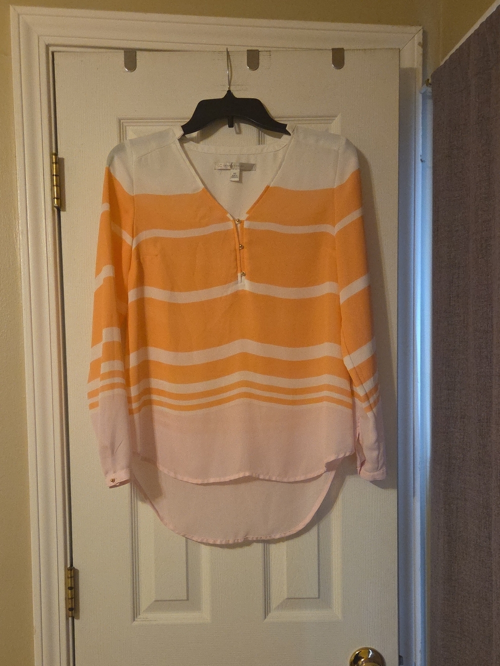 Striped Split-V Blouse in Orange & Pink - Women’s Lightweight Top